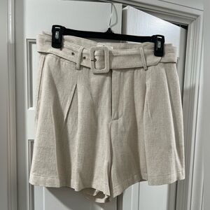 NWT Sugarlips Linen High Waisted Cream Shorts with Belt
